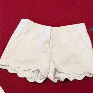 Cynthia Rowley White Scalloped Hem Shorts